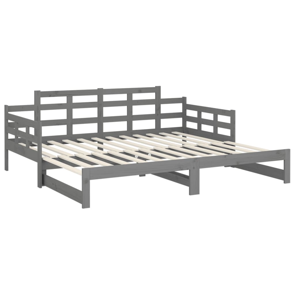 vidaXL Sofá cama extraíble madera maciza de pino gris 2x(80x200) cm