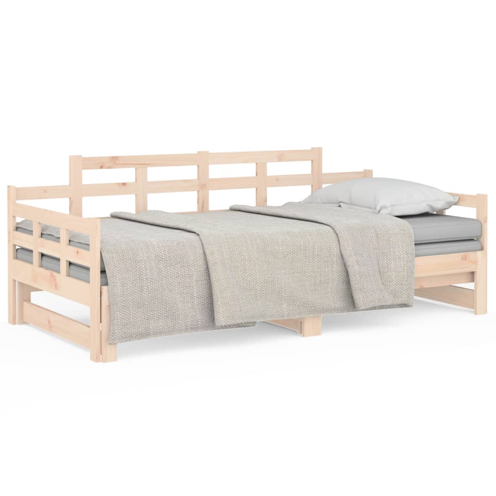 vidaXL Sofá cama extraíble madera maciza de pino 2x(90x190) cm