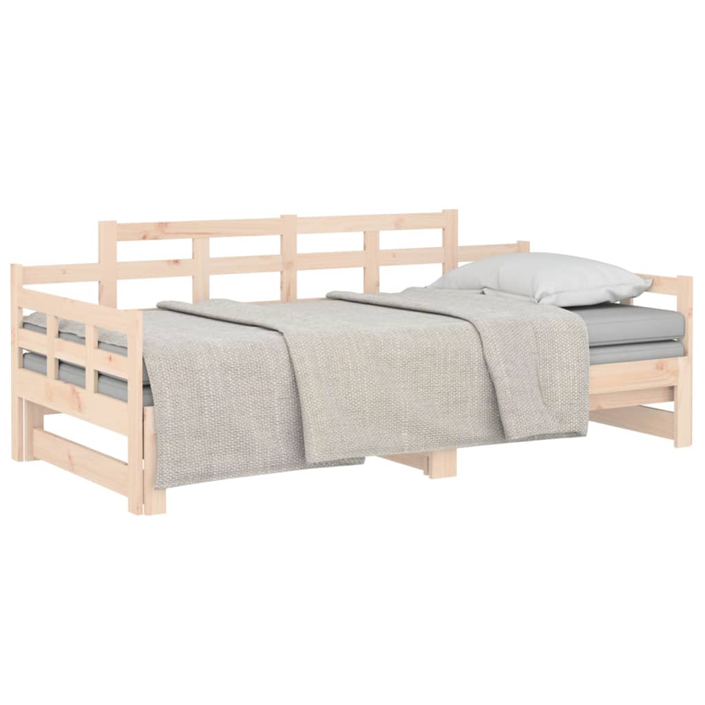 vidaXL Sofá cama extraíble madera maciza de pino 2x(90x190) cm