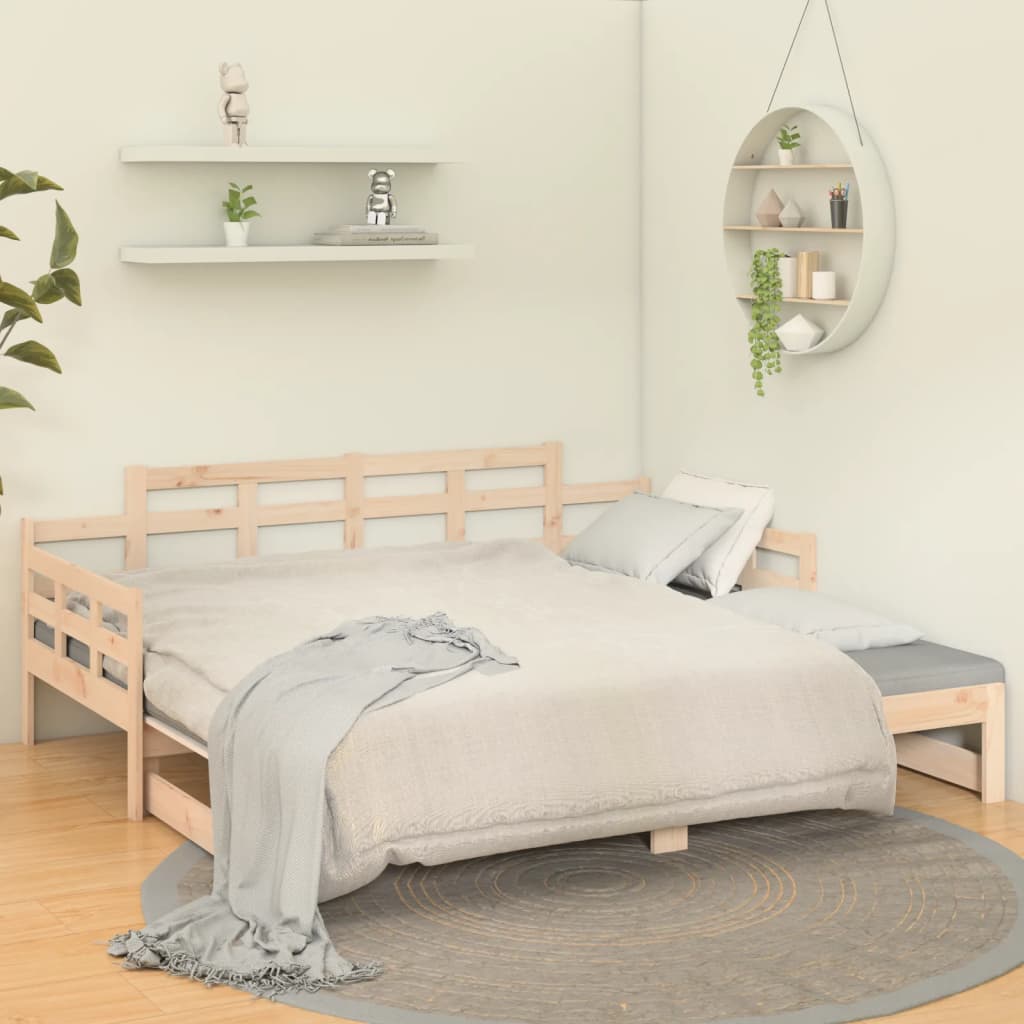 vidaXL Sofá cama extraíble madera maciza de pino 2x(90x190) cm