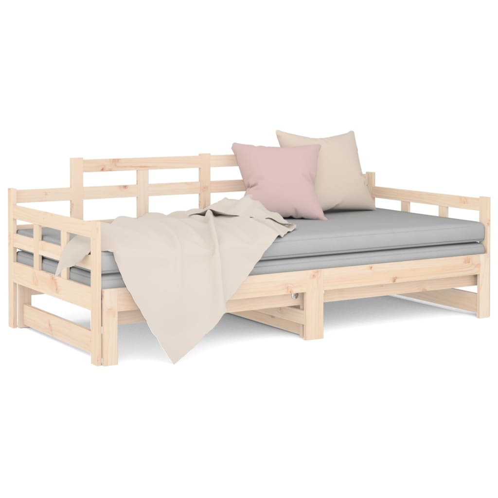 vidaXL Sofá cama extraíble madera maciza de pino 2x(90x190) cm