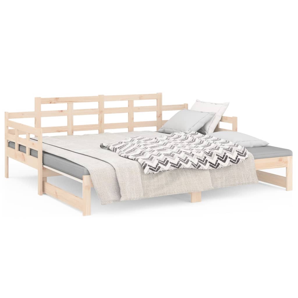 vidaXL Sofá cama extraíble madera maciza de pino 2x(90x190) cm