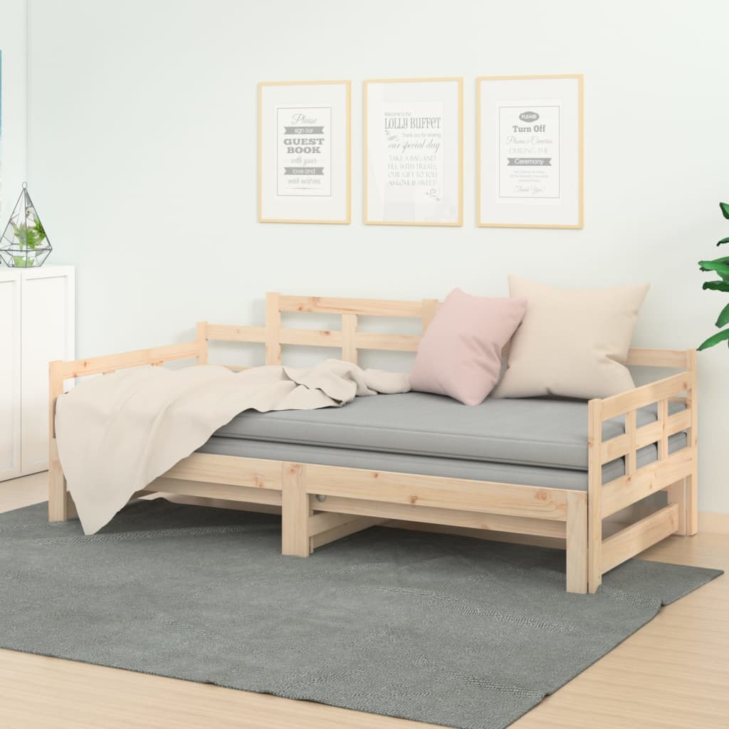 vidaXL Sofá cama extraíble madera maciza de pino 2x(90x190) cm