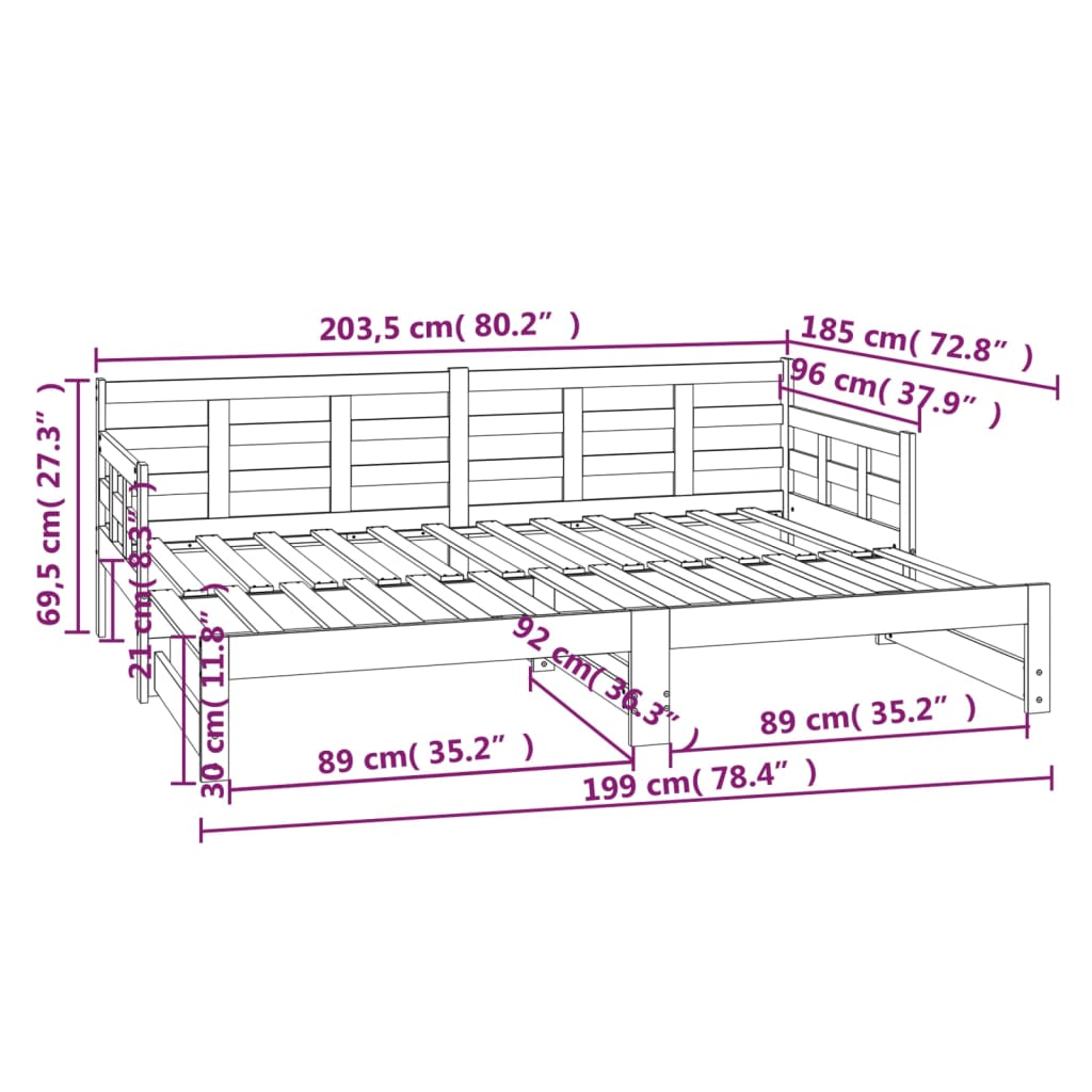 vidaXL Sofá cama extraíble sin colchón blanco 2x(90x200) cm