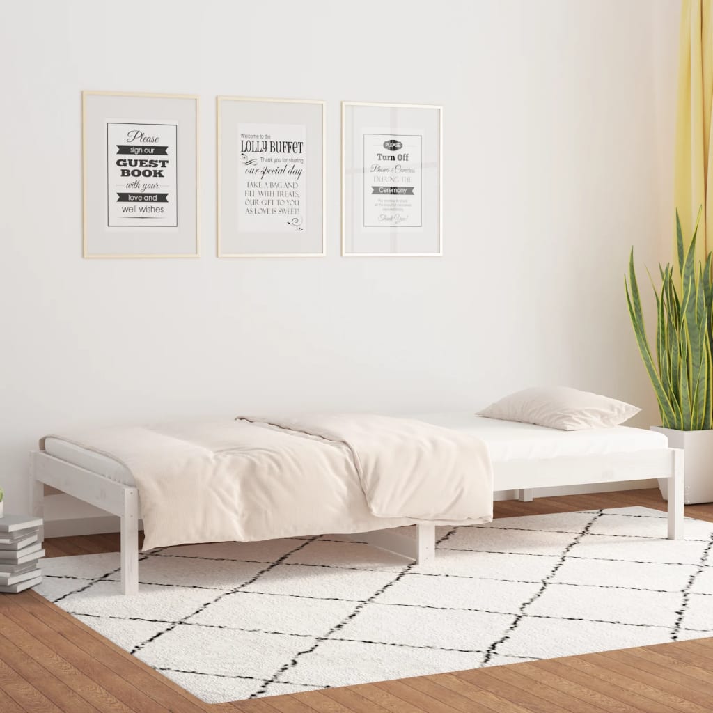 vidaXL Sofá cama sin colchón madera maciza de pino blanco 90x200 cm