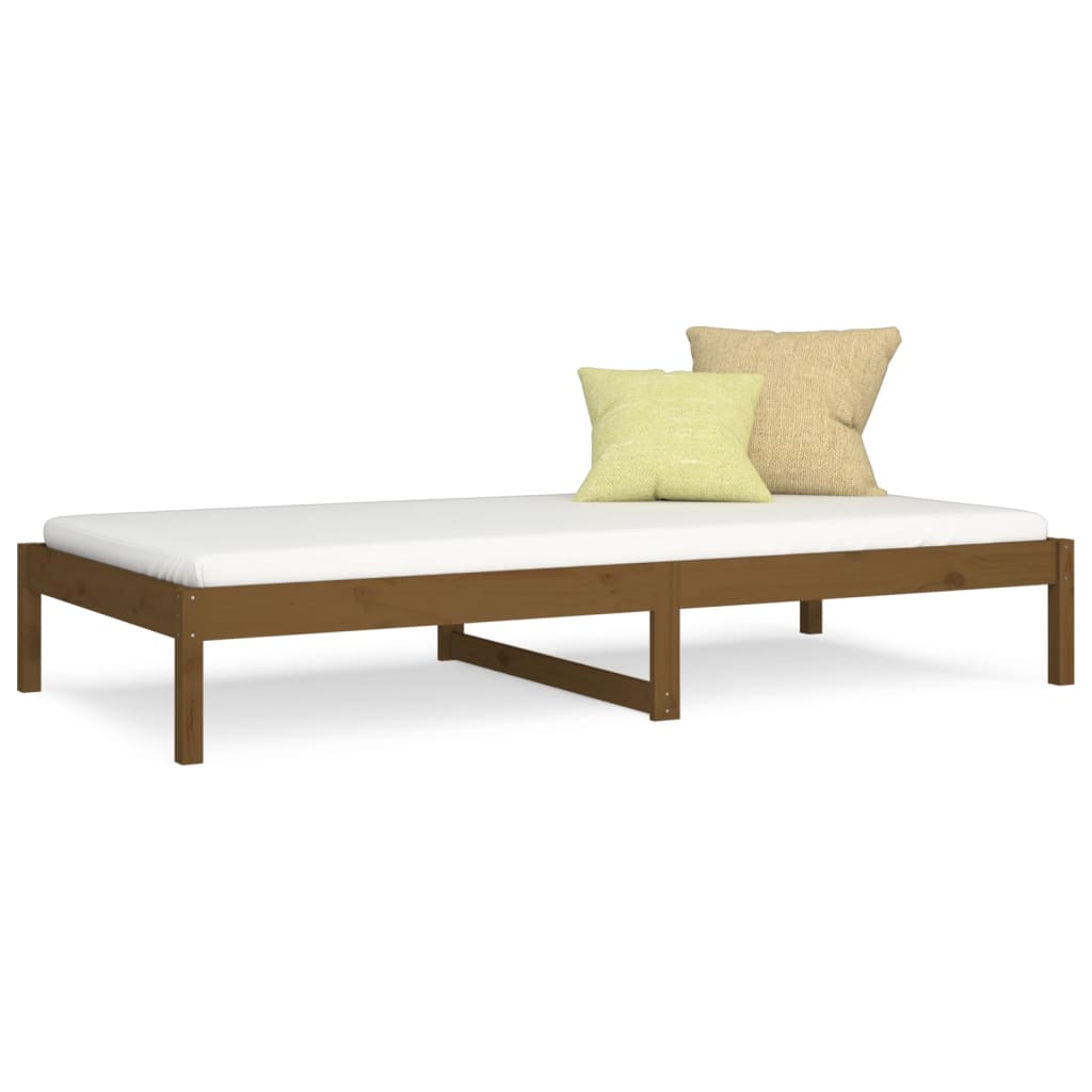 vidaXL Sofá cama madera maciza de pino marrón miel 90x200 cm