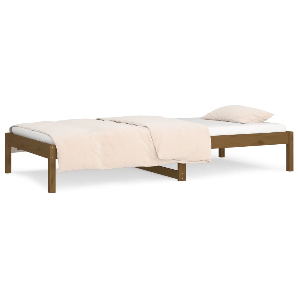 vidaXL Sofá cama madera maciza de pino marrón miel 90x200 cm