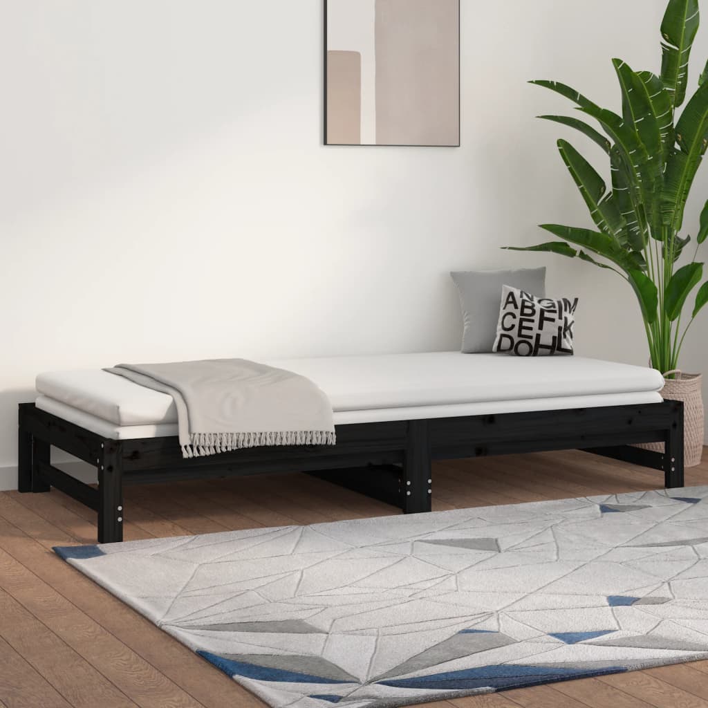 vidaXL Sofá cama extraíble sin colchón negro 2x(90x200) cm