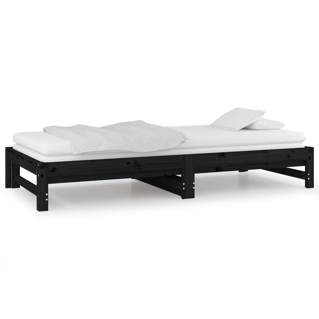 vidaXL Sofá cama extraíble sin colchón negro 2x(90x200) cm