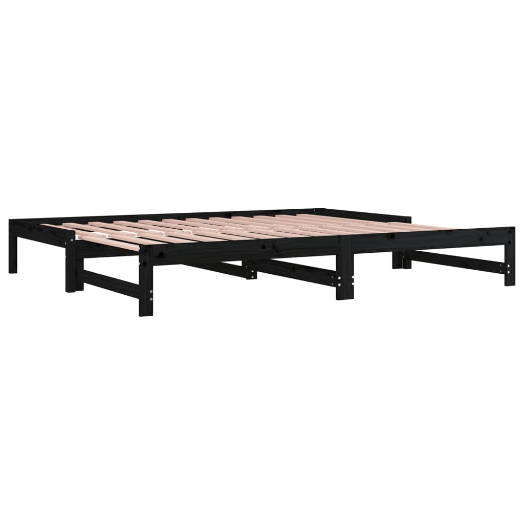 vidaXL Sofá cama extraíble sin colchón negro 2x(90x200) cm