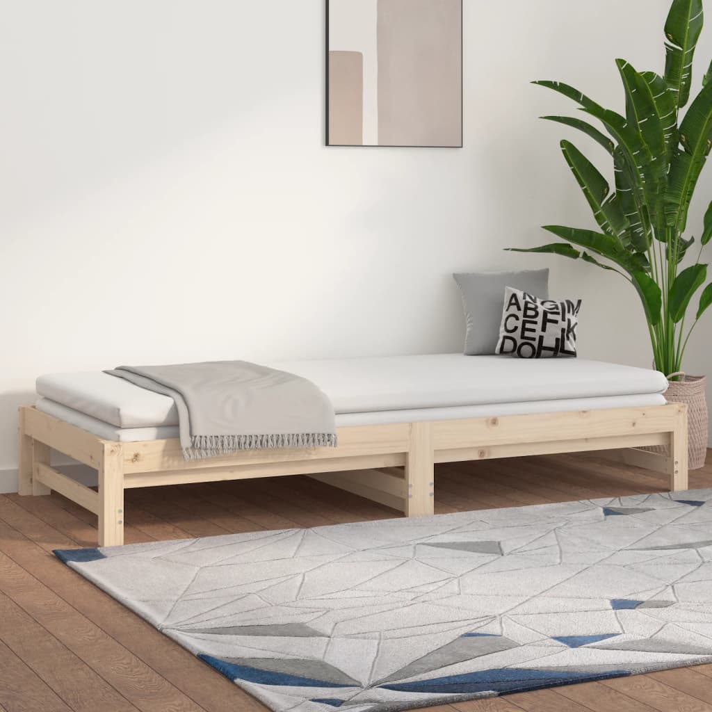 vidaXL Sofá cama extraíble madera maciza de pino 2x(80x200) cm