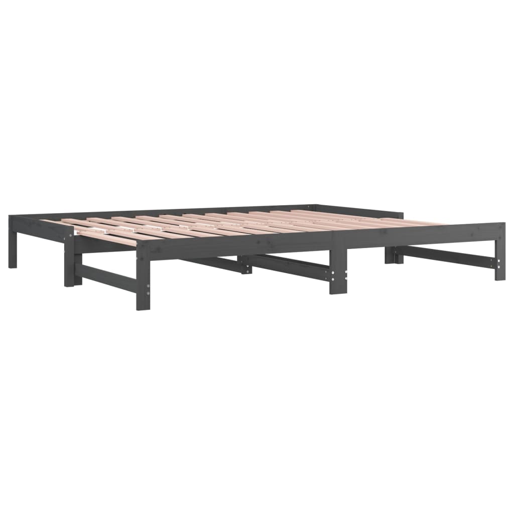 vidaXL Sofá cama extraíble madera maciza de pino gris 2x(80x200) cm