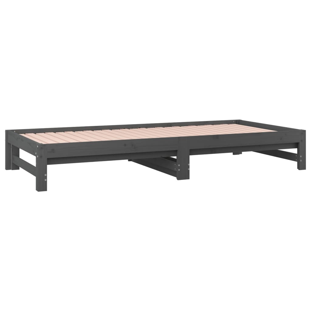 vidaXL Sofá cama extraíble madera maciza de pino gris 2x(80x200) cm