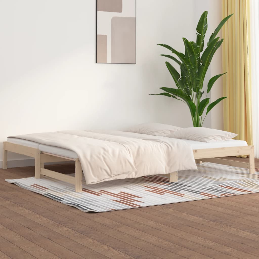 vidaXL Sofá cama extraíble madera maciza de pino 2x(90x190) cm