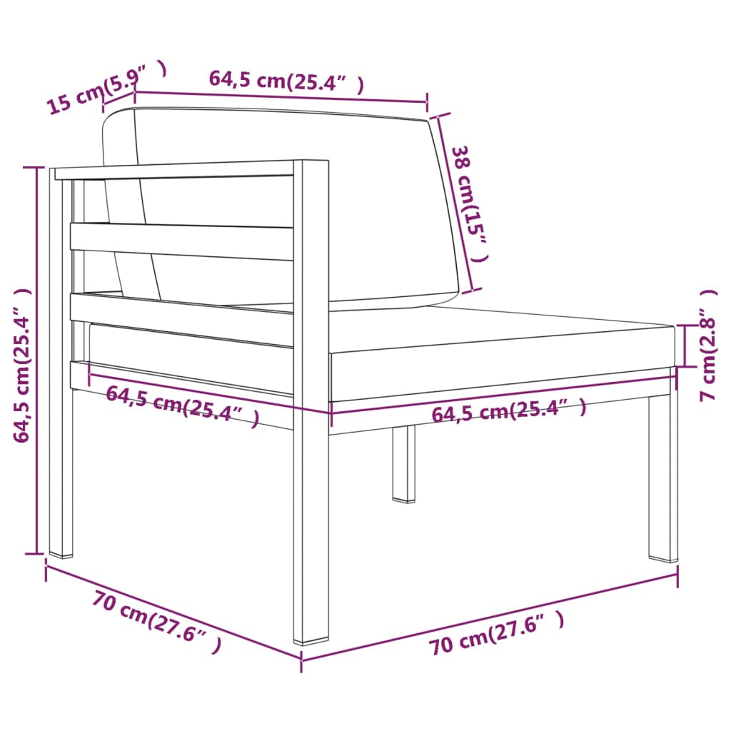 vidaXL Set muebles de jardín 4 pzas y cojines aluminio gris antracita