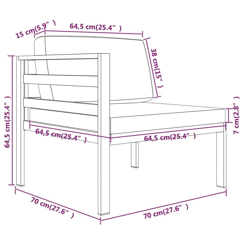 vidaXL Set muebles de jardín 5 pzas y cojines aluminio gris antracita