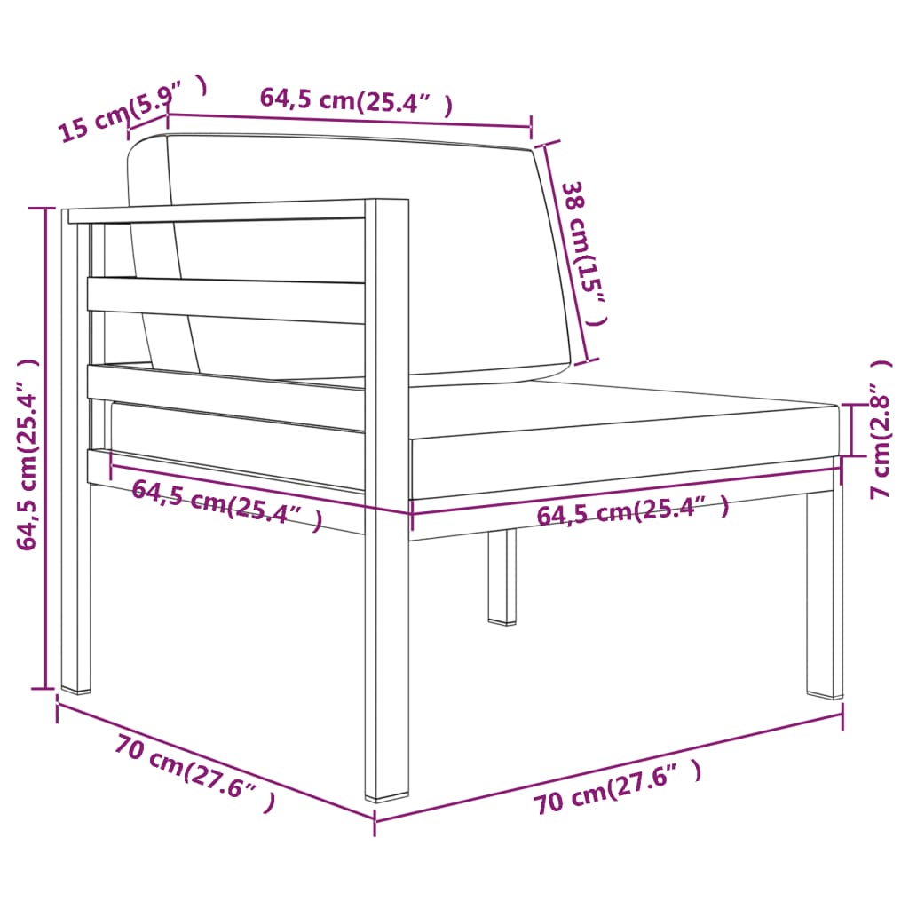 vidaXL Set muebles de jardín 4 pzas y cojines aluminio gris antracita