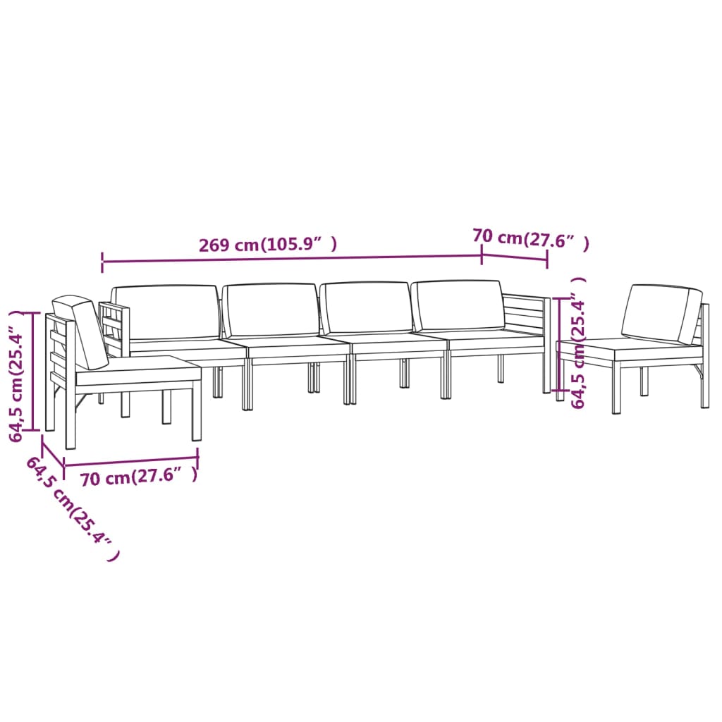 vidaXL Set muebles de jardín 6 pzas y cojines aluminio gris antracita