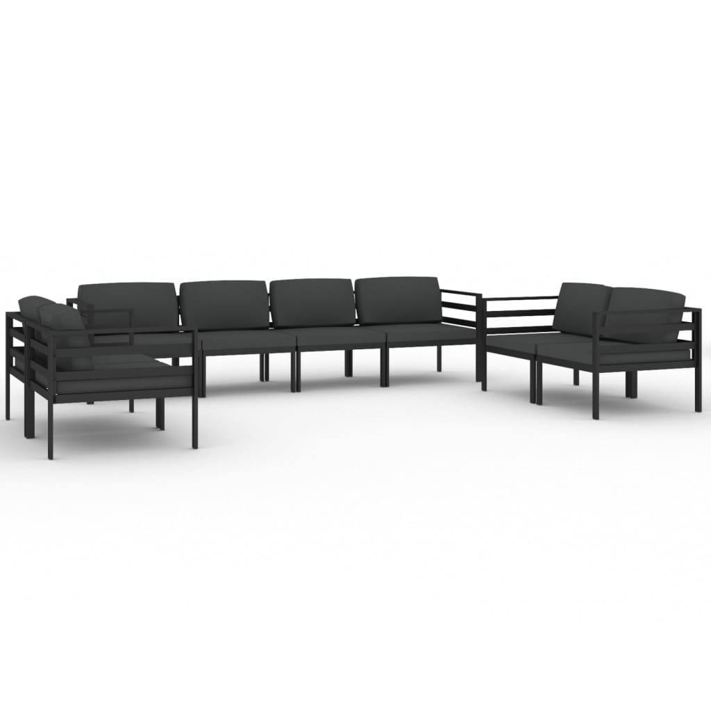 vidaXL Set muebles de jardín 8 pzas y cojines aluminio gris antracita