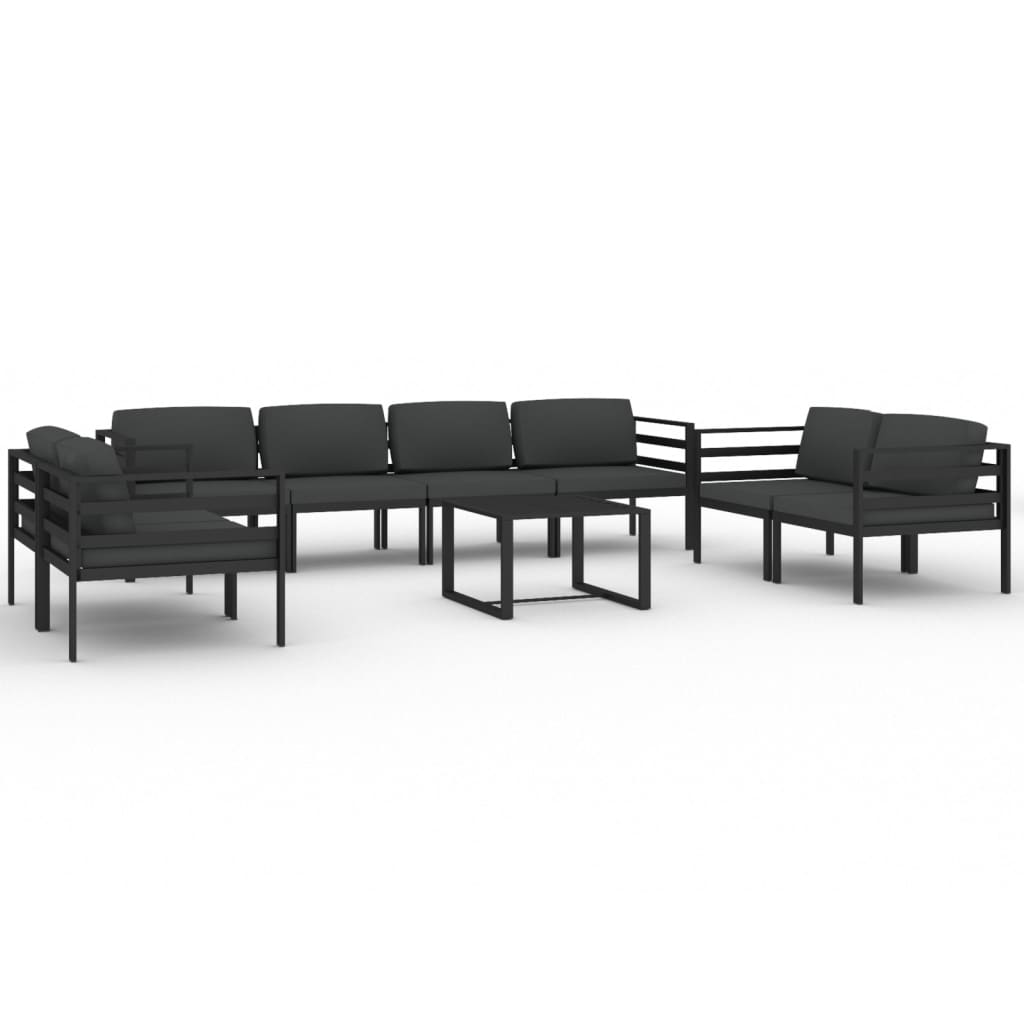 vidaXL Set muebles de jardín 9 pzas y cojines aluminio gris antracita