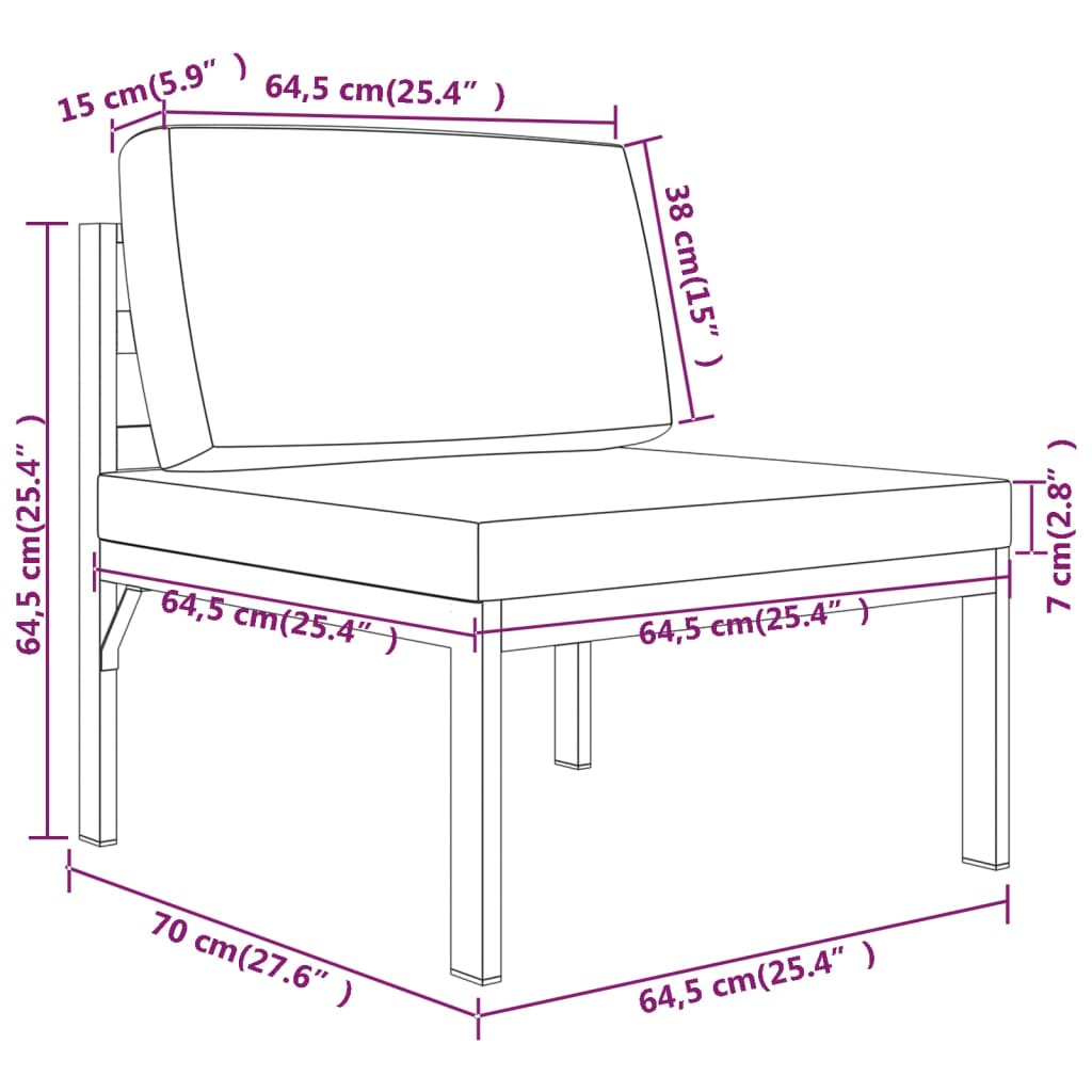 vidaXL Set muebles de jardín 6 pzas y cojines aluminio gris antracita