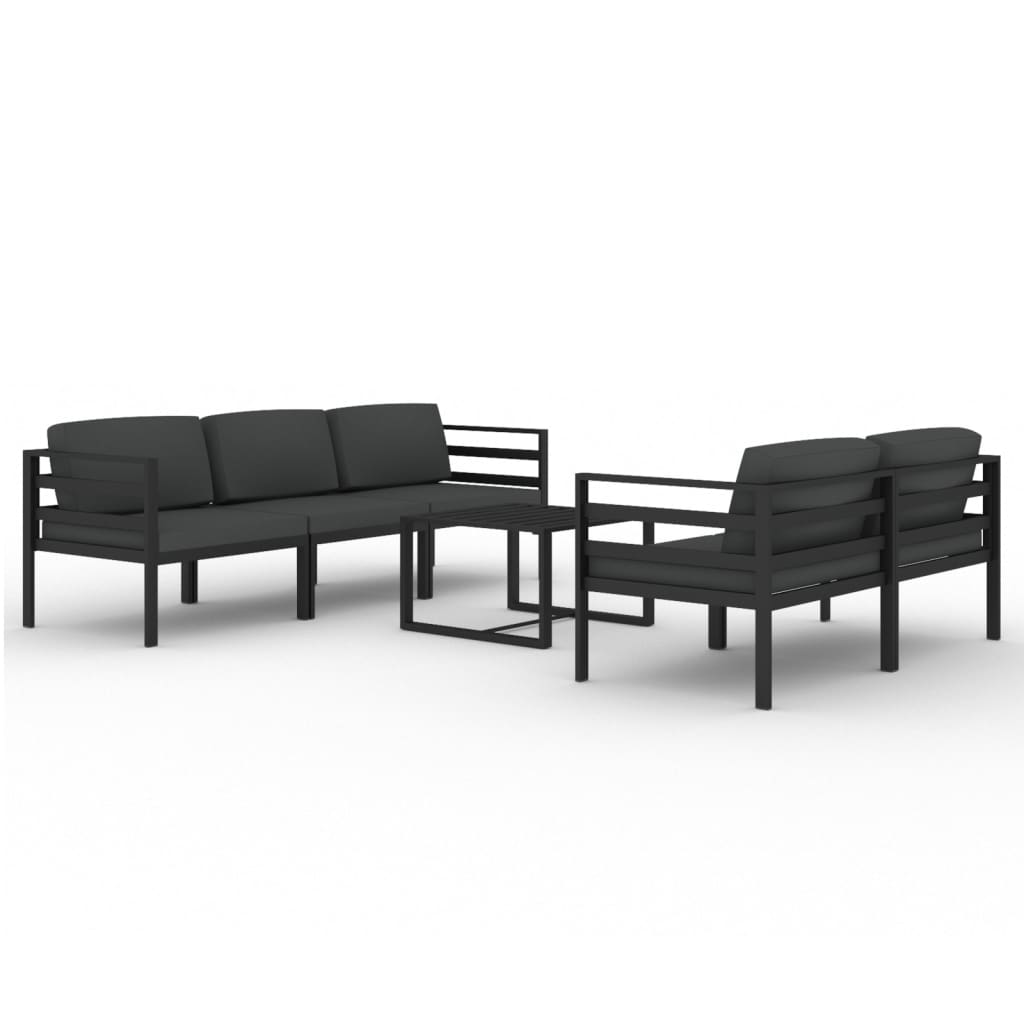 vidaXL Set muebles de jardín 6 pzas y cojines aluminio gris antracita