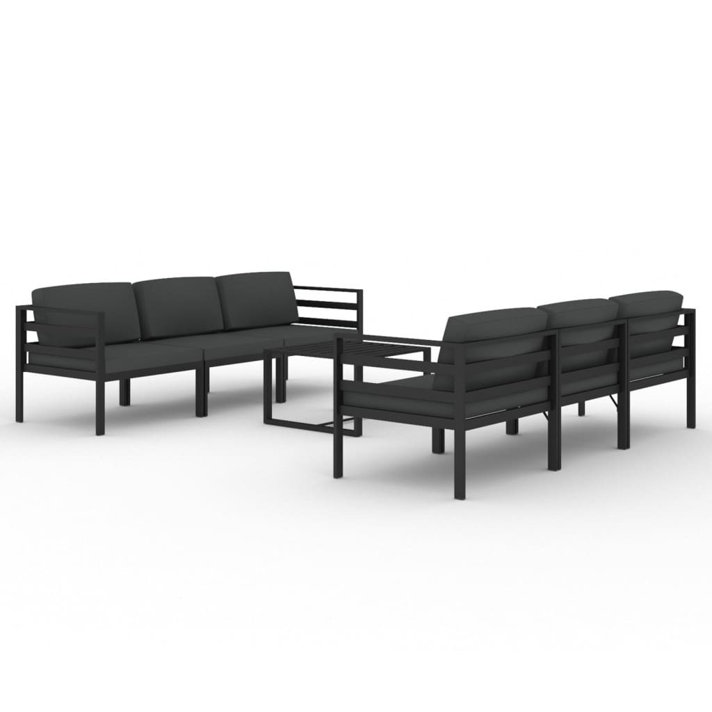 vidaXL Set muebles de jardín 7 pzas y cojines aluminio gris antracita