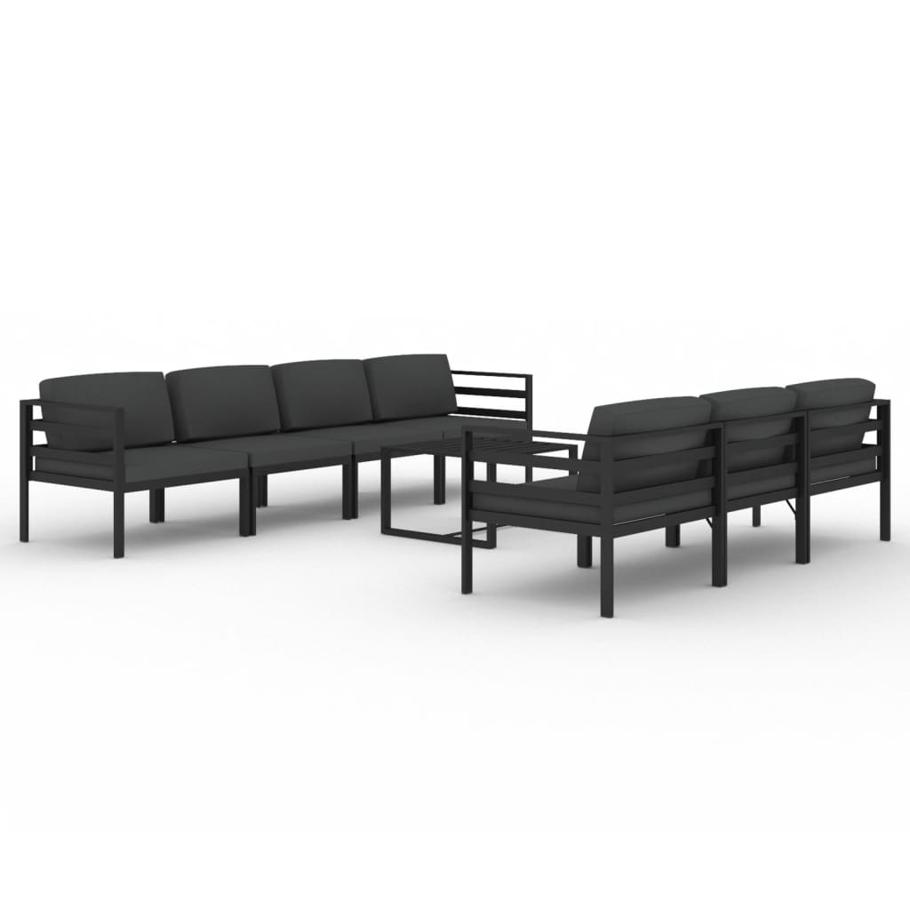 vidaXL Set muebles de jardín 8 pzas y cojines aluminio gris antracita