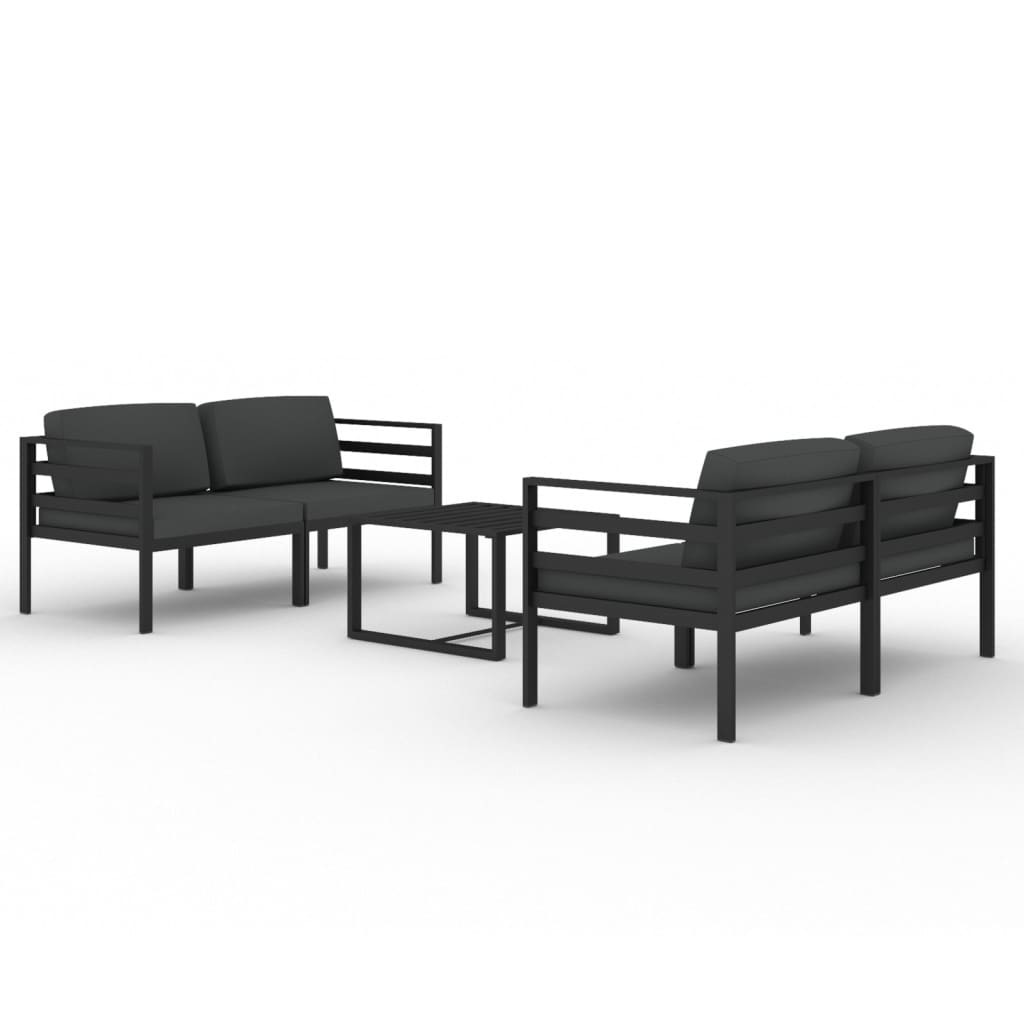 vidaXL Set muebles de jardín 5 pzas y cojines aluminio gris antracita