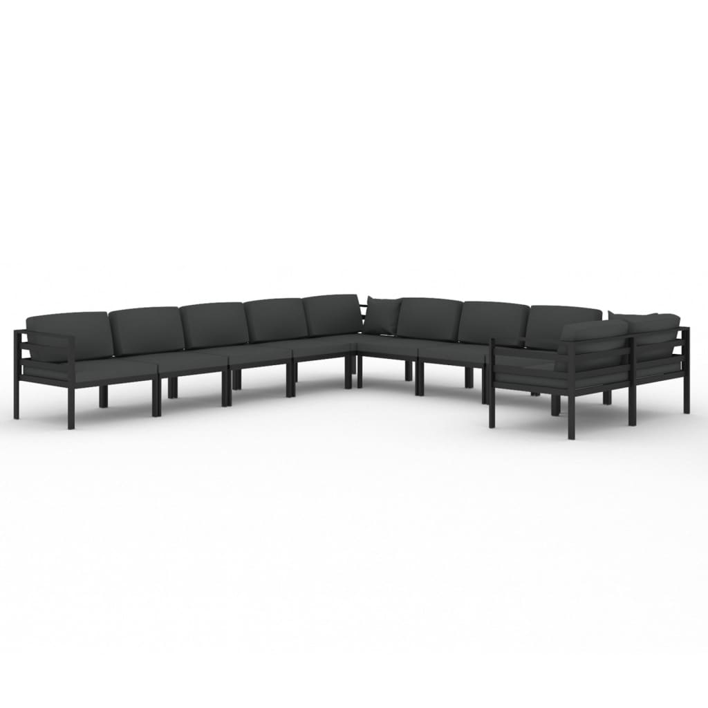 vidaXL Set muebles de jardín 10 pzas y cojines aluminio gris antracita