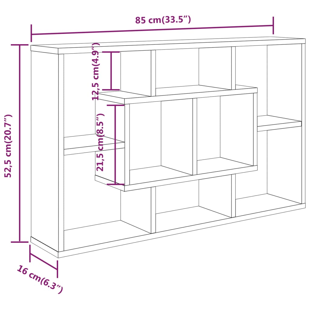 vidaXL Estantería de pared madera de ingeniería blanco 85x16x52,5 cm