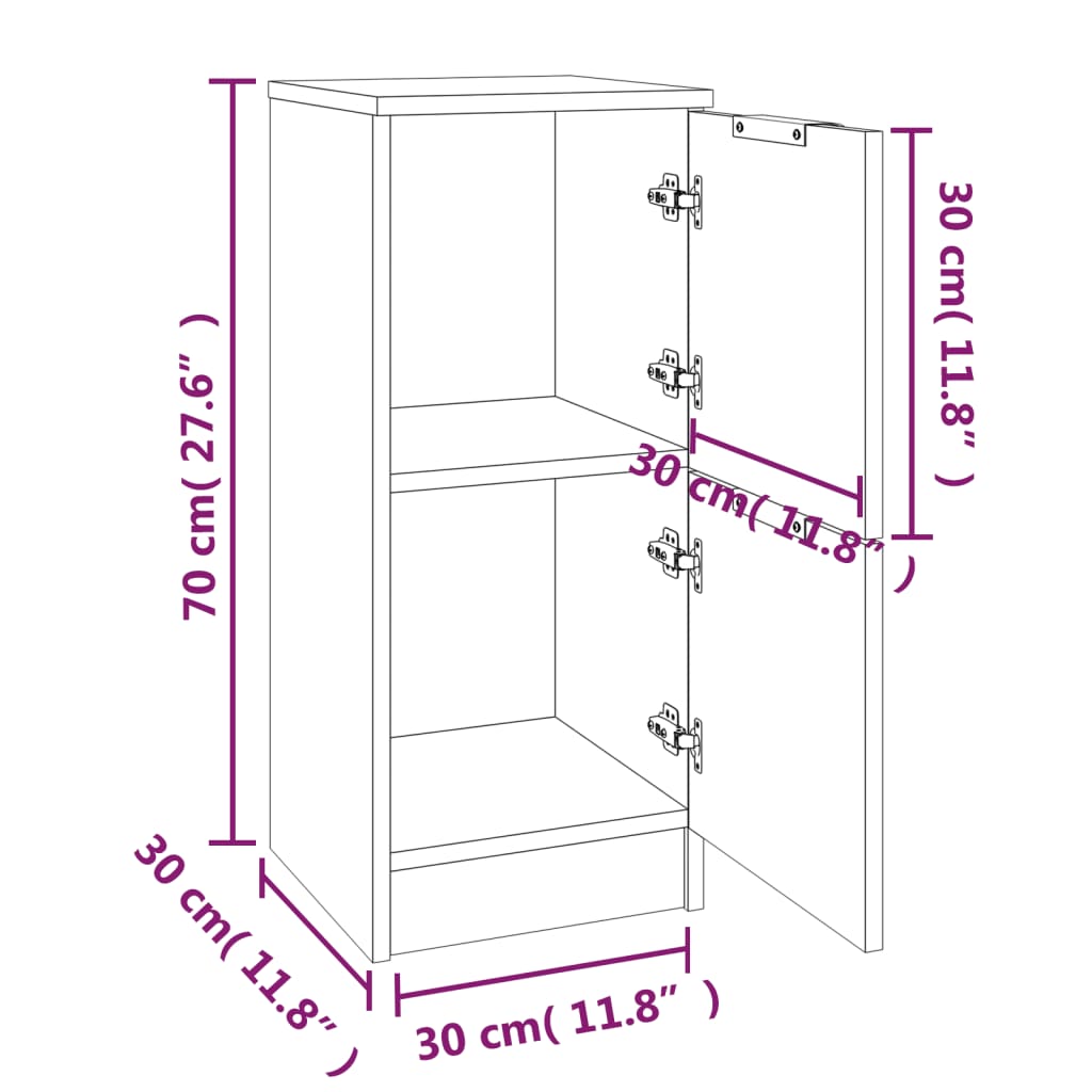 vidaXL Aparador de madera contrachapada blanco 30x30x70 cm