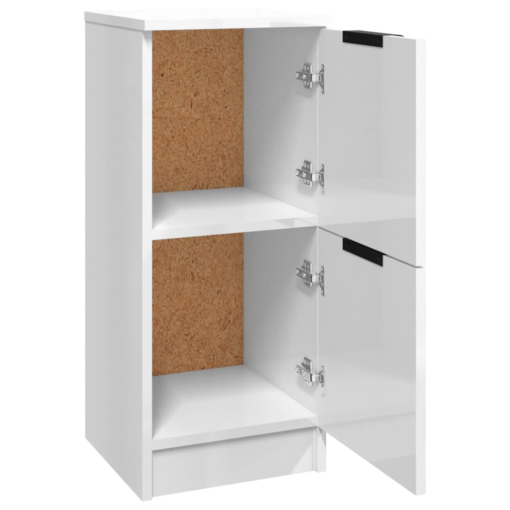 vidaXL Aparadores 2 uds madera contrachapada blanco brillo 30x30x70 cm