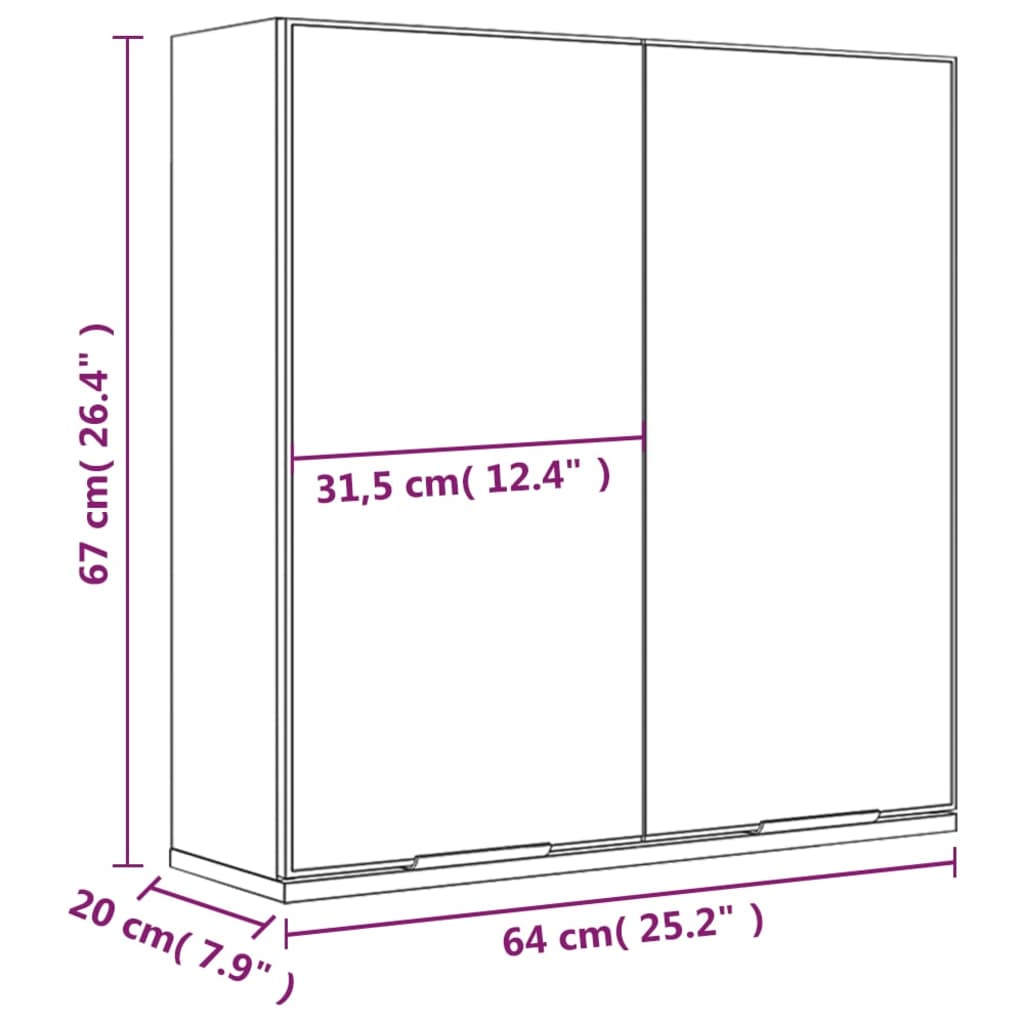 vidaXL Armario de baño con espejo blanco 64x20x67 cm