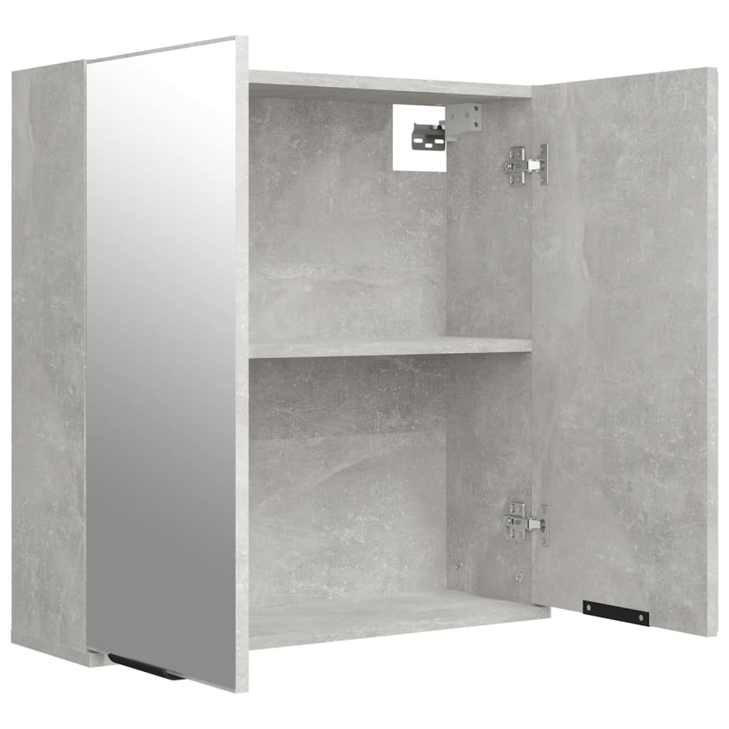 vidaXL Armario de baño con espejo color gris hormigón 64x20x67 cm