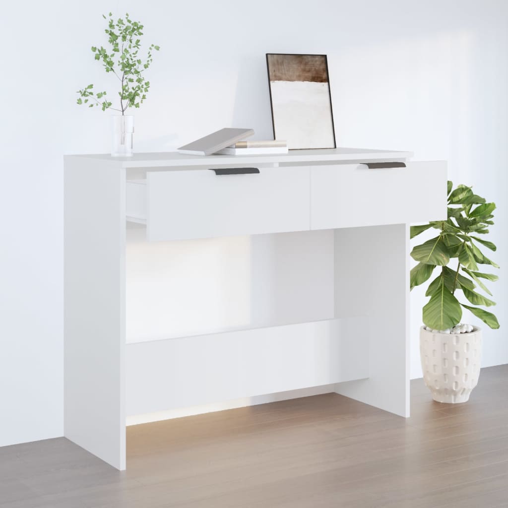 vidaXL Mesa consola de madera contrachapada blanco 90x36x75 cm