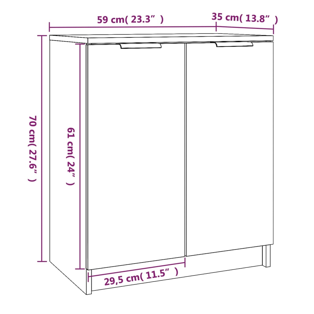 vidaXL Mueble zapatero madera contrachapada blanco brillo 59x35x70 cm