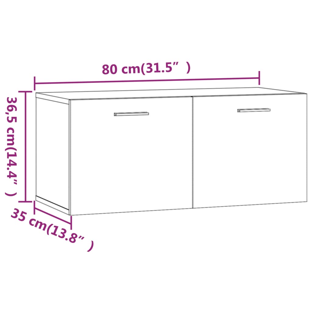 vidaXL Armario pared madera contrachapada blanco brillo 80x35x36,5 cm