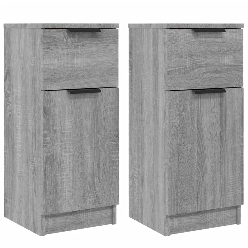 vidaXL Aparadores 2 uds madera contrachapada gris Sonoma 30x30x70 cm