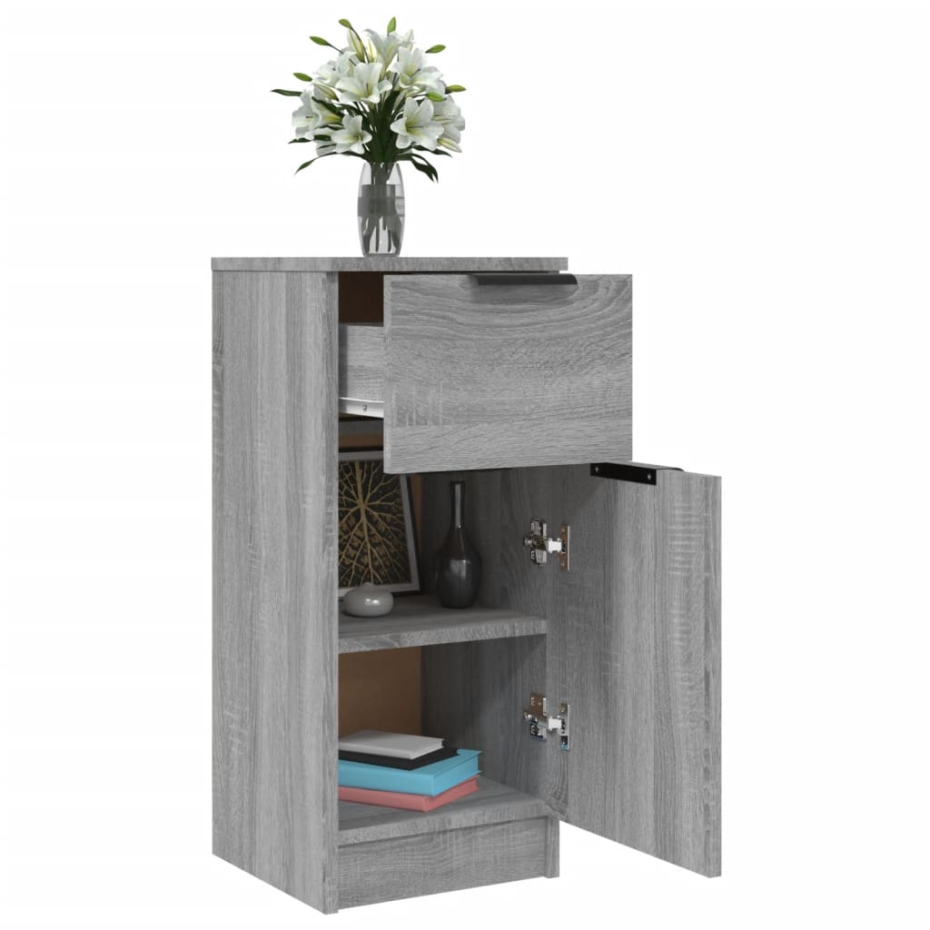 vidaXL Aparadores 2 uds madera contrachapada gris Sonoma 30x30x70 cm