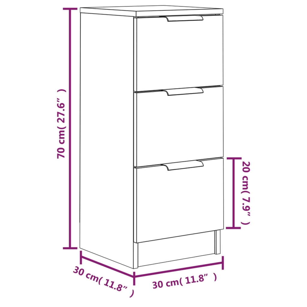 vidaXL Aparadores 2 uds madera contrachapada roble ahumado 30x30x70 cm