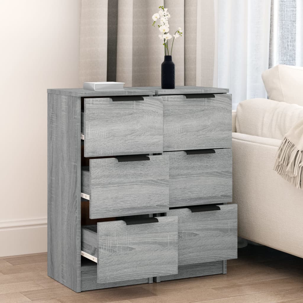 vidaXL Aparadores 2 uds madera contrachapada gris Sonoma 30x30x70 cm