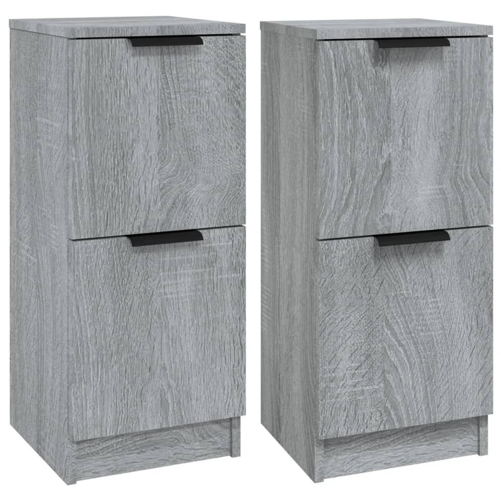 vidaXL Aparadores 2 uds madera contrachapada gris Sonoma 30x30x70 cm