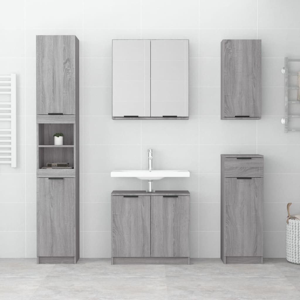 vidaXL Armario de baño con espejo color gris Sonoma 64x20x67 cm