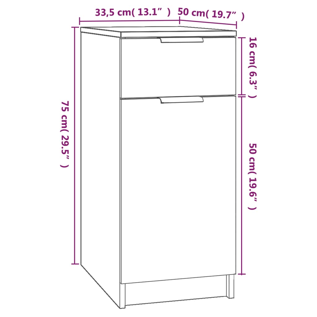 vidaXL Armario de escritorio madera marrón roble 33,5x50x75 cm