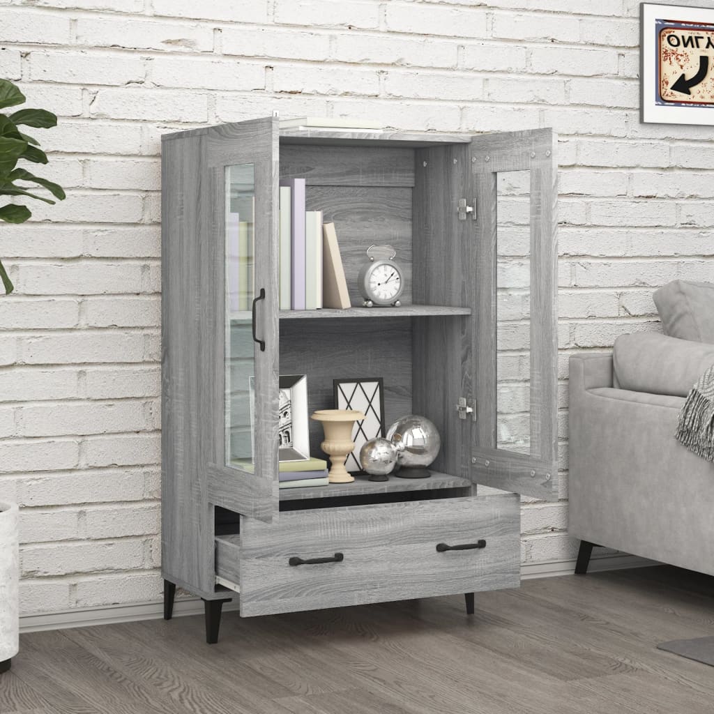 vidaXL Aparador alto de madera contrachapada gris Sonoma 70x31x115 cm