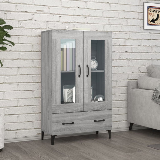 vidaXL Aparador alto de madera contrachapada gris Sonoma 70x31x115 cm