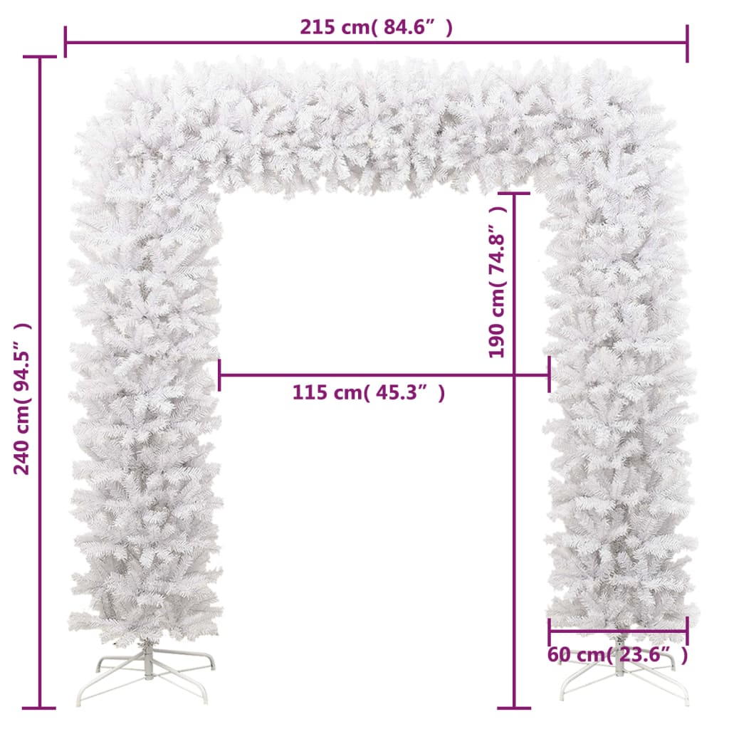 vidaXL Árbol de Navidad en arco blanco 240 cm