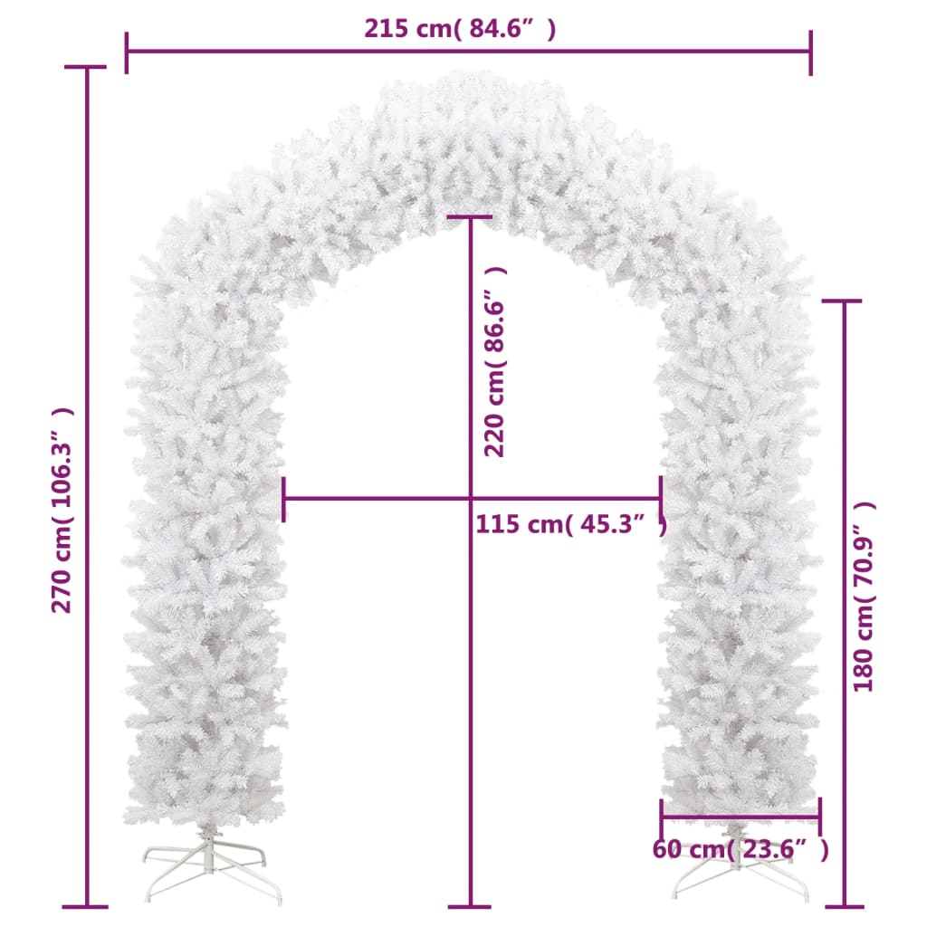 vidaXL Árbol de Navidad en arco blanco 270 cm