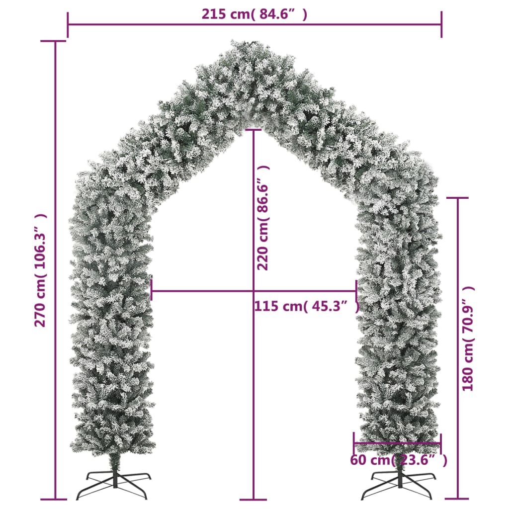 vidaXL Arco de árbol de Navidad con aspecto nevado 270 cm